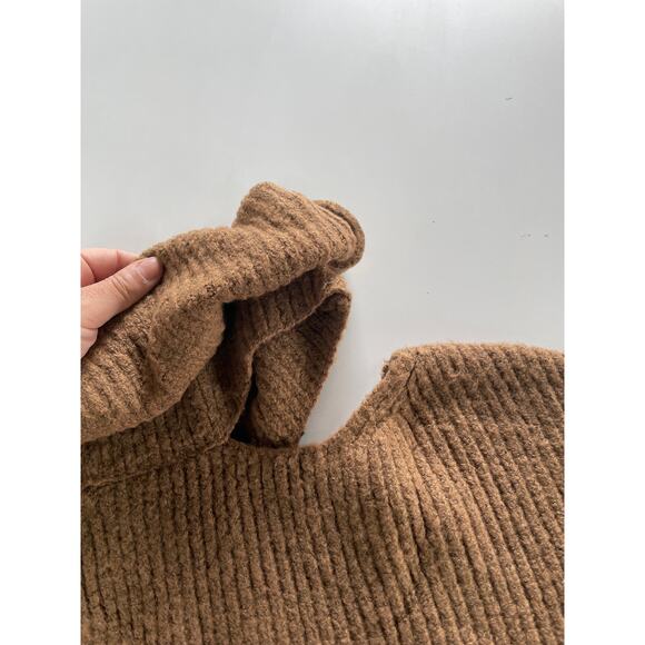 Oak + Fort Sweater Womens One Size Brown Knit Cutout‎ Turtleneck Pullover - Picture 8 of 8